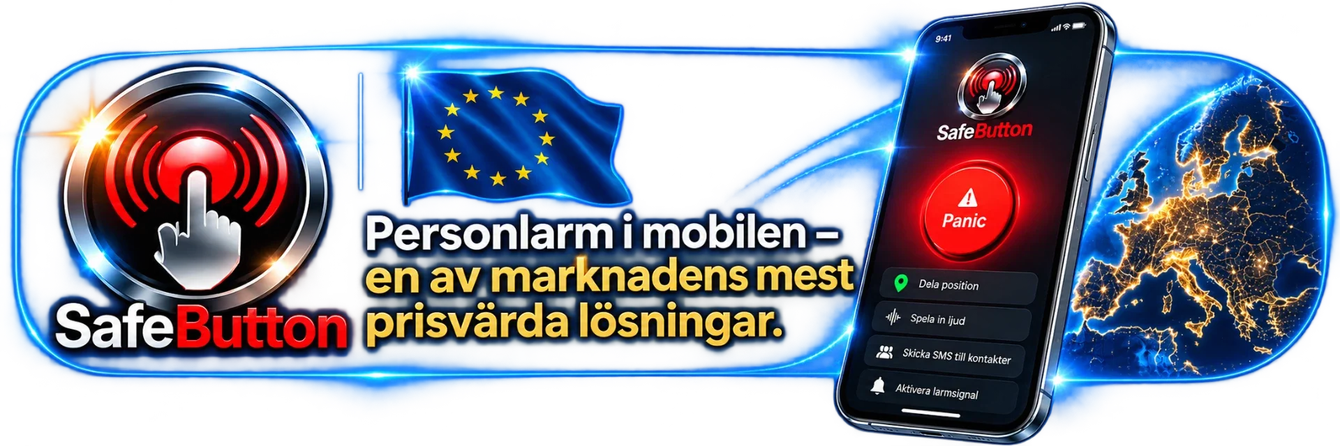 SafeButton – personlarm i mobilen för Sverige och Norge, en av marknadens mest prisvärda lösningar